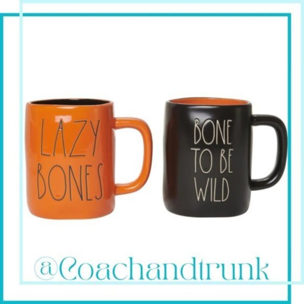 RAE DUNN Lazy Bones and Bone To Be Wild Oversized Mug Set New